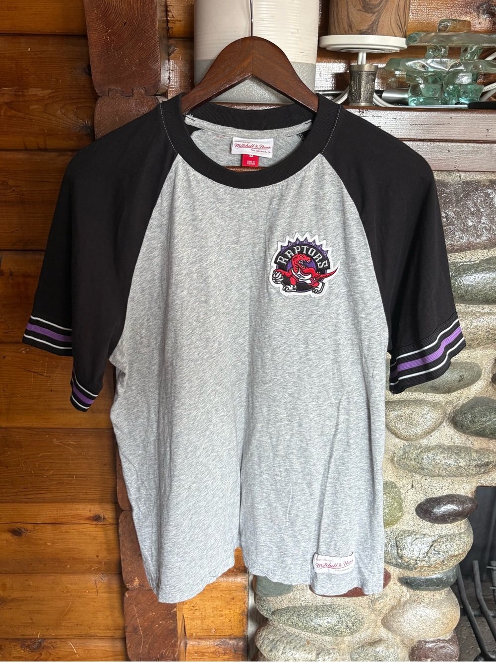 Mitchell & Ness Toronto Raptors Retro Dino Logo Raglan T-Shirt NBA HW Classics